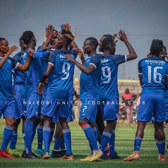 Nairobi United players celebrate against Kajiado FC